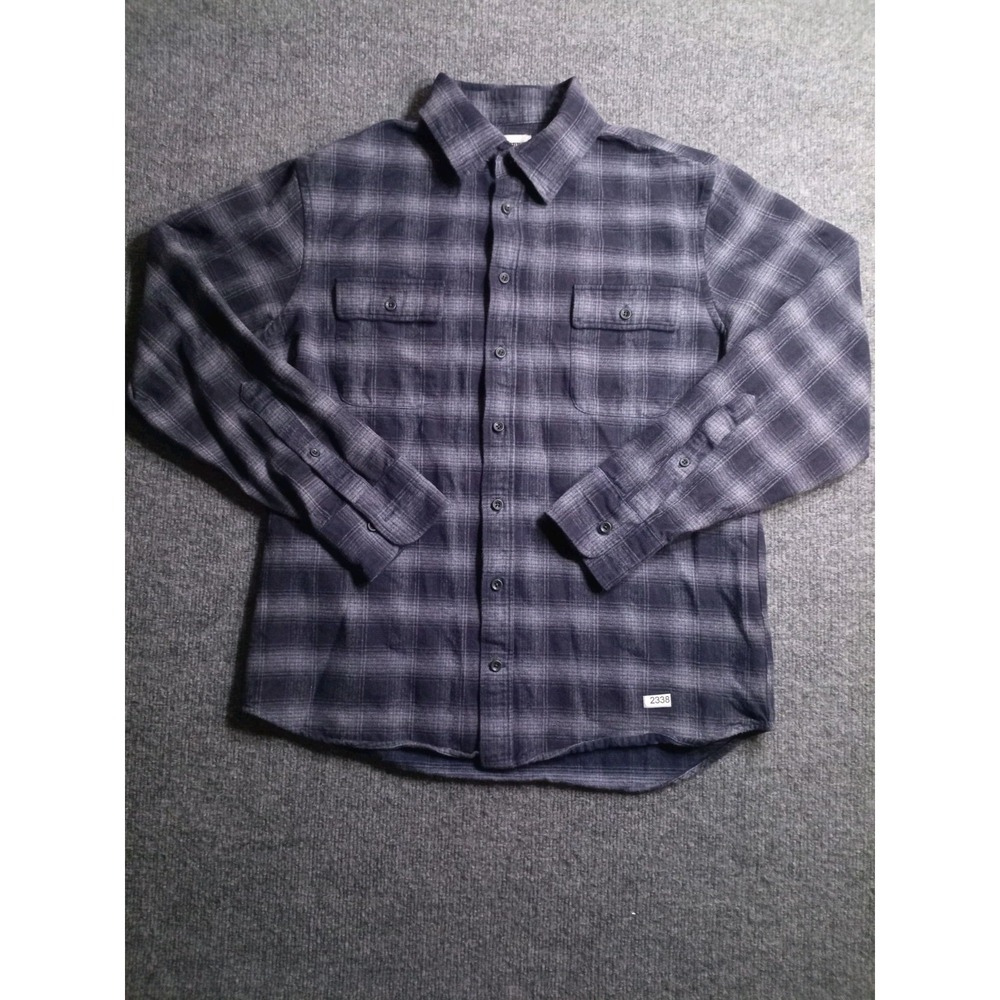 Taylor Stitch Men's 40 Navy Plaid Button Up Flannel Shirt Long Sleeve USA Style